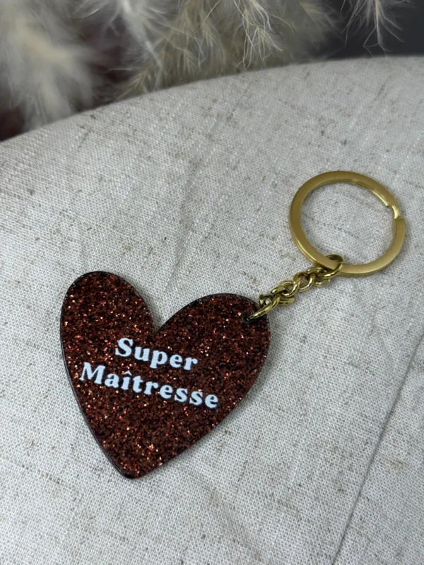 Porte-Clé Maitresse Super Adorée | Cœur Rouge
