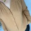 Chemise Gaze de Coton Femme Camel – Élégance et Légèreté