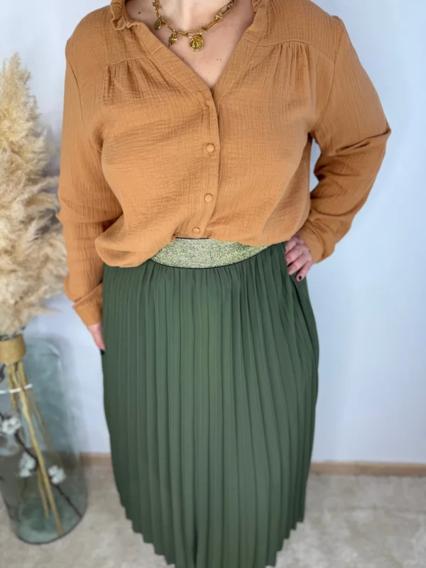 Chemise Gaze de Coton Femme Camel – Élégance et Légèreté
