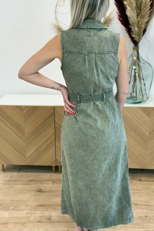 Robe en Jean Longue Kaki – Style Chemise | Dream By C