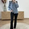 Chemise en Jean Femme Chic – Bleu Gris & Volants | Dream By C
