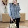 Chemise en Jean Femme Chic – Bleu Gris & Volants | Dream By C