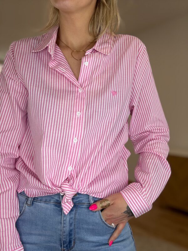 Chemise Rayée Rose Femme – 100 % Coton | Dream By C