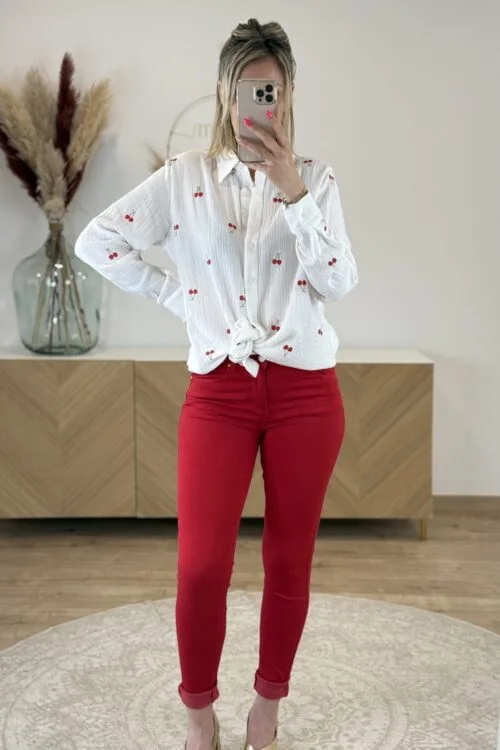 Skinny Rouge – Jean Femme Push Up | Dream By C