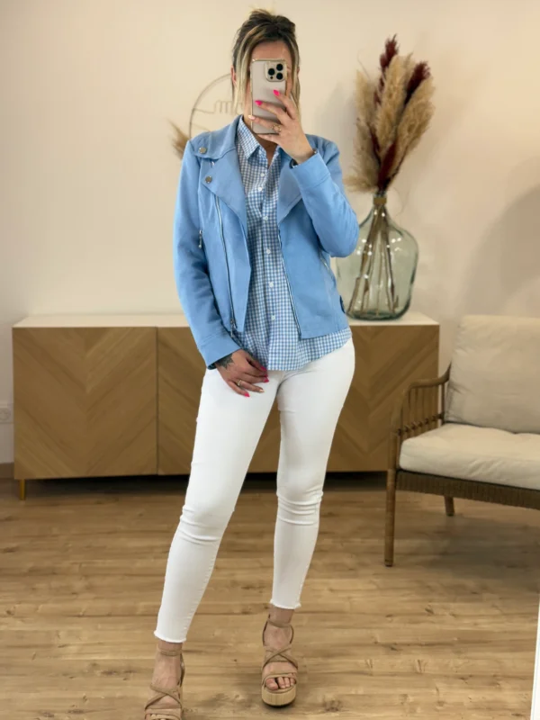 Perfecto Bleu Femme – Suédine Douce, Court, du S au 52