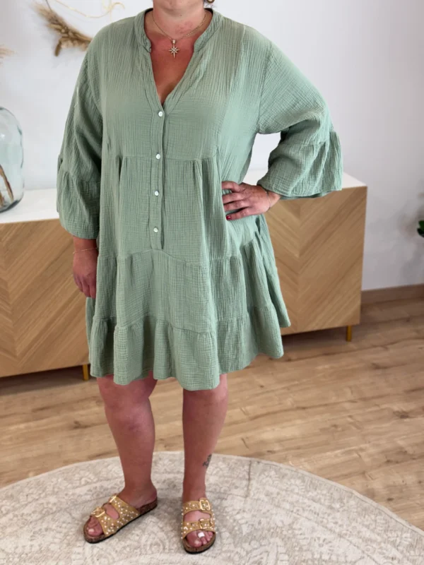 Robe gaze de coton grande taille – Broderie sequins | Dream By C