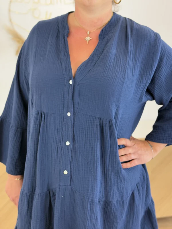 Robe gaze de coton grande taille – Broderie sequins | Dream By C