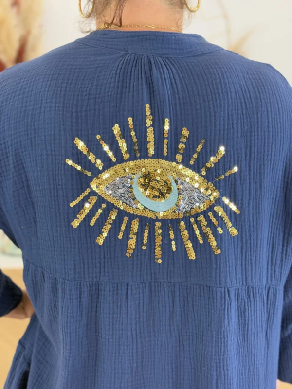Robe gaze de coton grande taille – Broderie sequins | Dream By C