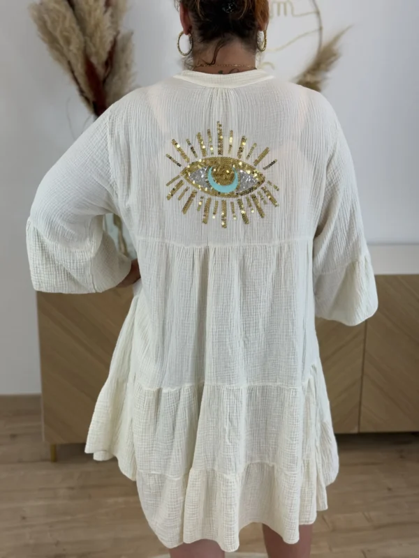 Robe gaze de coton grande taille – Broderie sequins | Dream By C