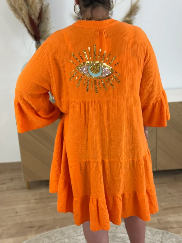 Robe gaze de coton grande taille – Broderie sequins | Dream By C