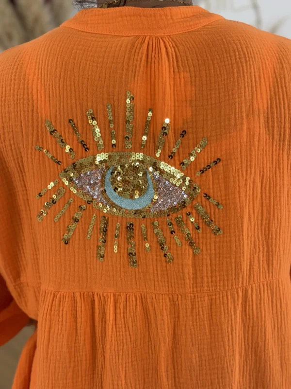 Robe gaze de coton grande taille – Broderie sequins | Dream By C
