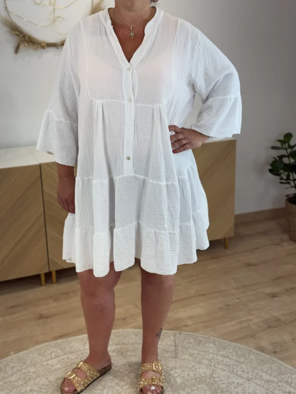 Robe gaze de coton grande taille – Broderie sequins | Dream By C