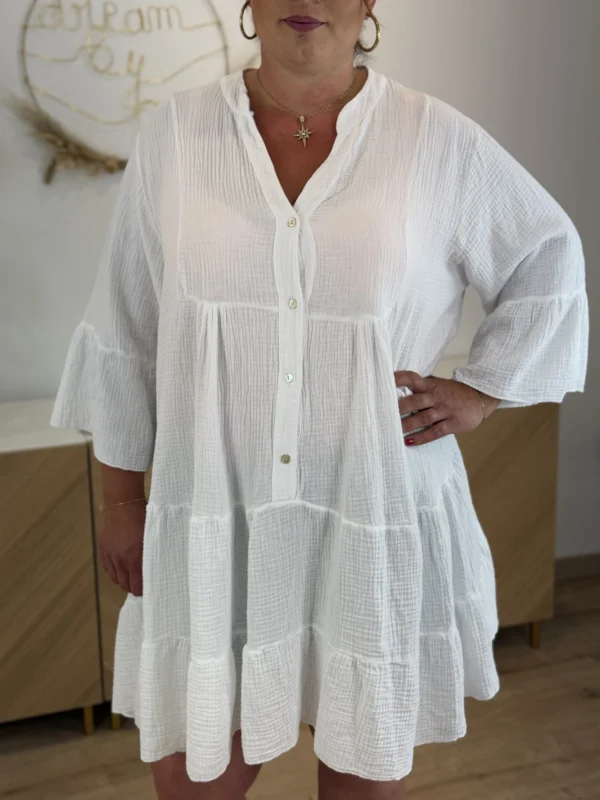 Robe gaze de coton grande taille – Broderie sequins | Dream By C