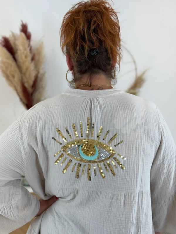 Robe gaze de coton grande taille – Broderie sequins | Dream By C