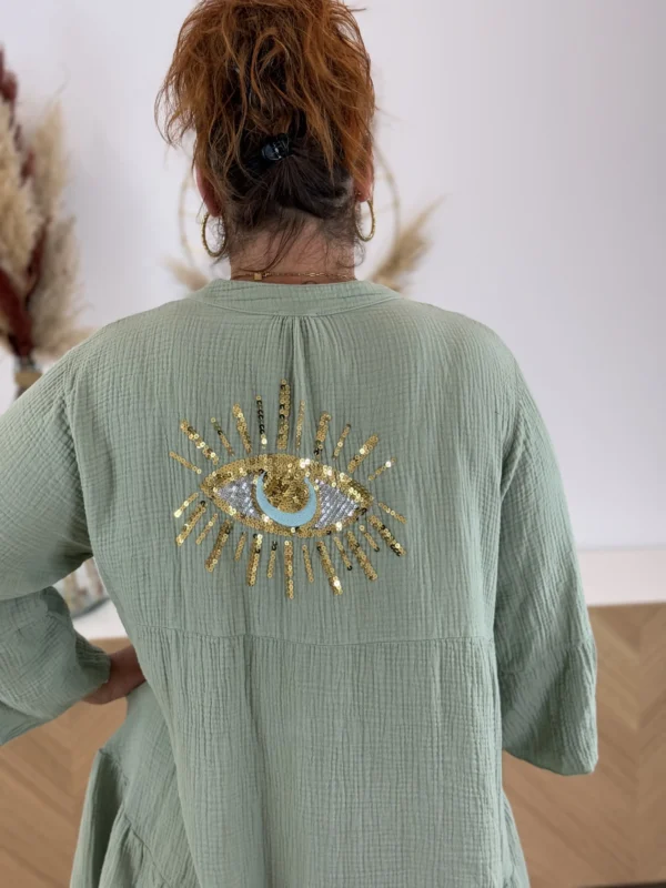 Robe gaze de coton grande taille – Broderie sequins | Dream By C