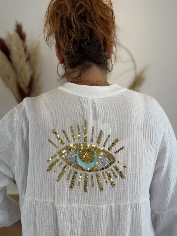 Robe gaze de coton grande taille – Broderie sequins | Dream By C
