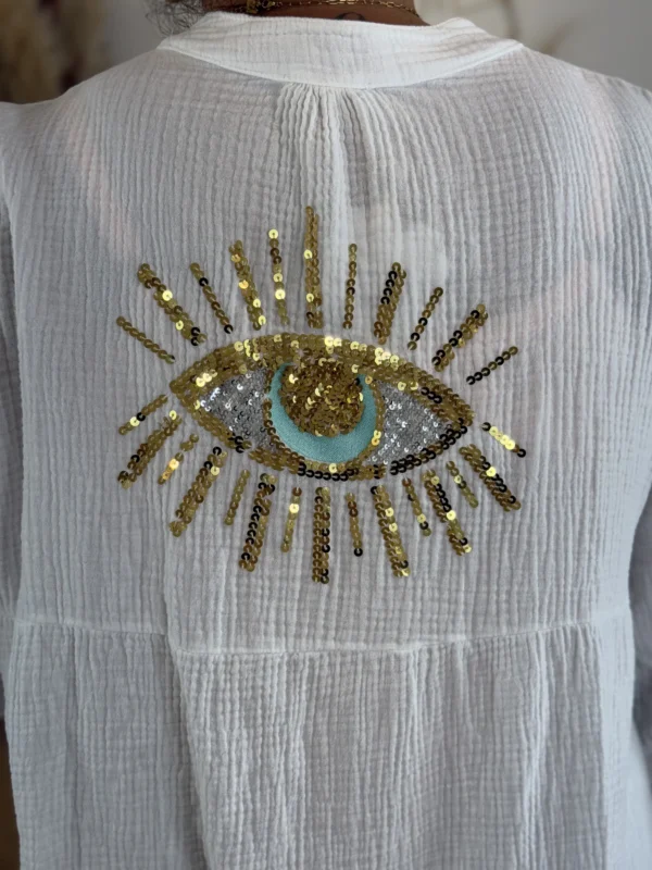 Robe gaze de coton grande taille – Broderie sequins | Dream By C