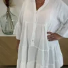 Robe gaze de coton grande taille – Broderie sequins | Dream By C