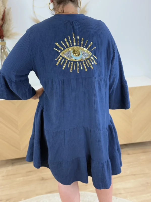 Robe gaze de coton grande taille – Broderie sequins | Dream By C