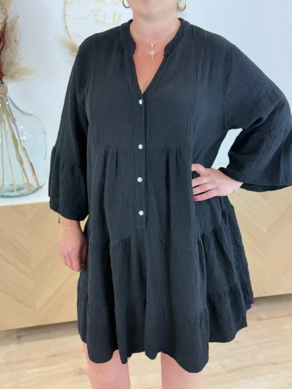 Robe gaze de coton grande taille – Broderie sequins | Dream By C