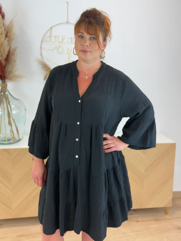 Robe gaze de coton grande taille – Broderie sequins | Dream By C