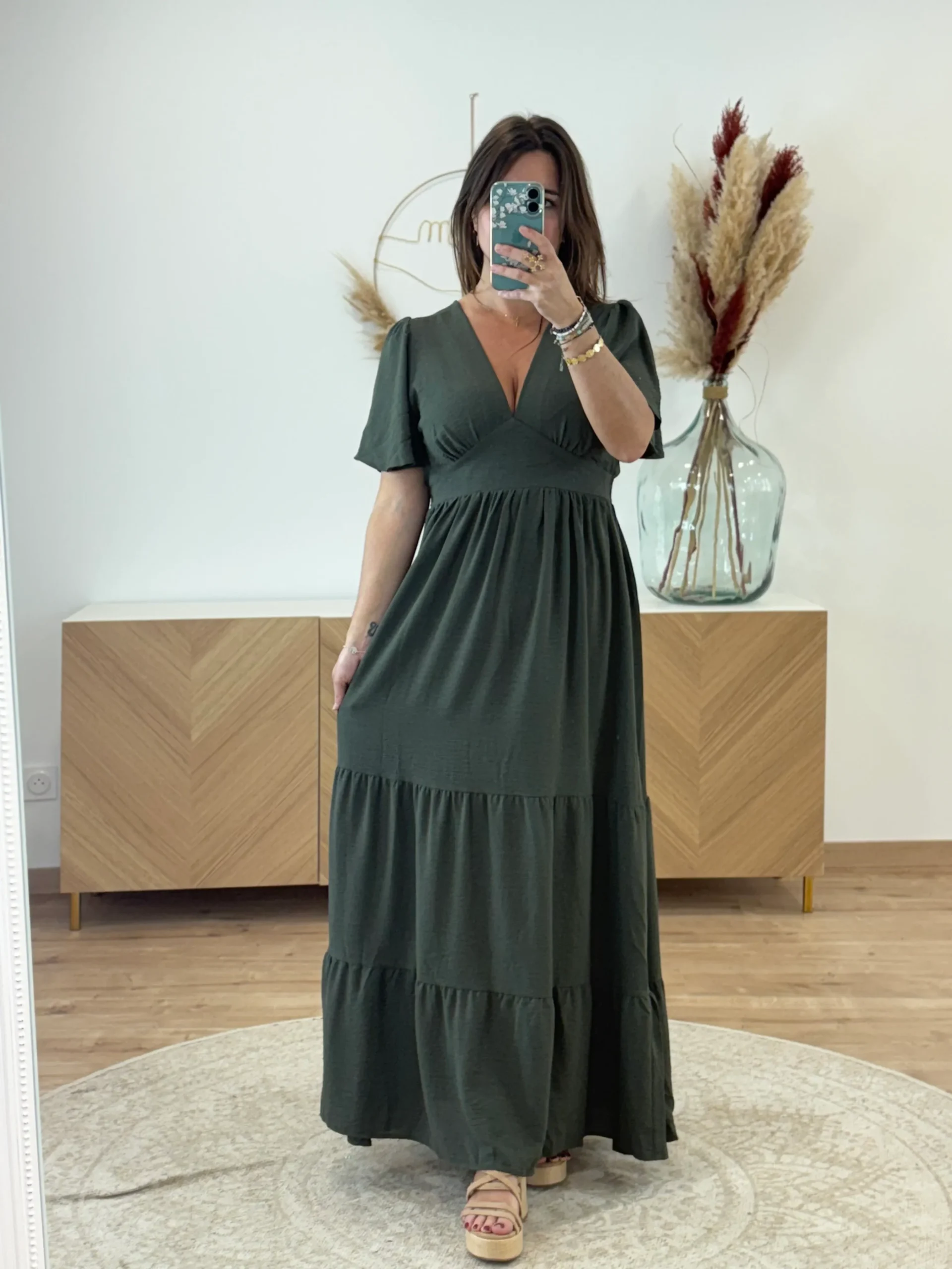 Robe LMV (La Mode Est à Vous) Modèle Yokohama - Taille 44, Couleur Kaki, Polyester (Neuf Sans étiquette)
