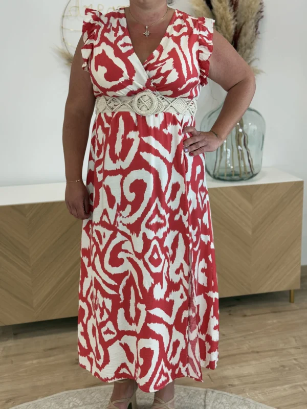 Robe rouge grande taille – Cache-cœur dos nu | Dream By C