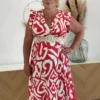 Robe rouge grande taille – Cache-cœur dos nu | Dream By C