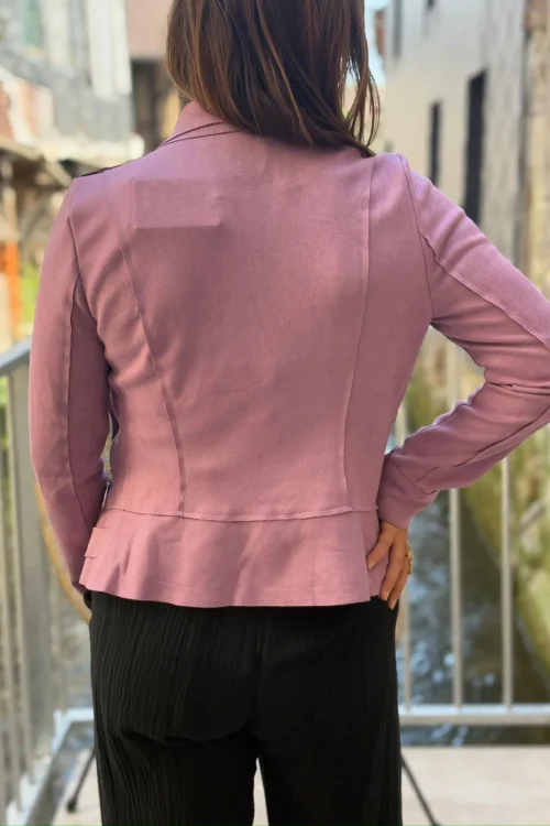 Veste Lilas Femme en Suédine Douce - Style Court et Tendance