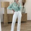 Chemise Blanche Rayée Verte – coupe oversize, coton !