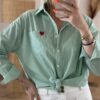 Chemise Blanche Rayée Verte – coupe oversize, coton !