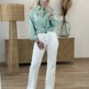 Chemise Blanche Rayée Verte – coupe oversize, coton !