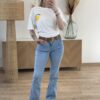 Jeans flare femme – coupe galbante, bleu clair, taille moyenne !