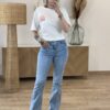 Jeans flare femme – coupe galbante, bleu clair, taille moyenne !