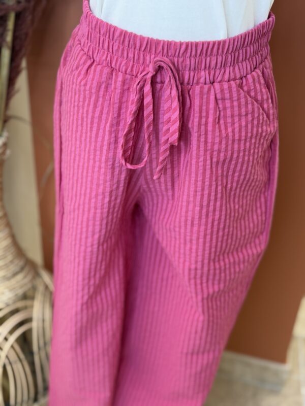Pantalon Fluide Enfant Rayé Rose – Large, léger