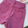 Short en jean rose enfant – Broderie cœur doré | 2-16 ans