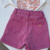 Short en jean rose enfant – Broderie cœur doré | 2-16 ans