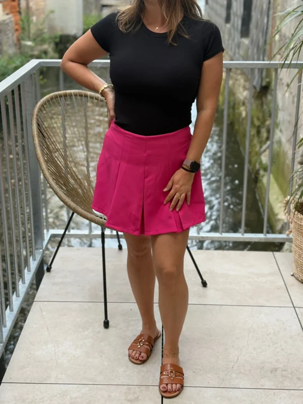 Jupe-short Femme Asymétrique Avec Anneau De Jambe - Style Urbain, Plissée, Légère Et Confortable