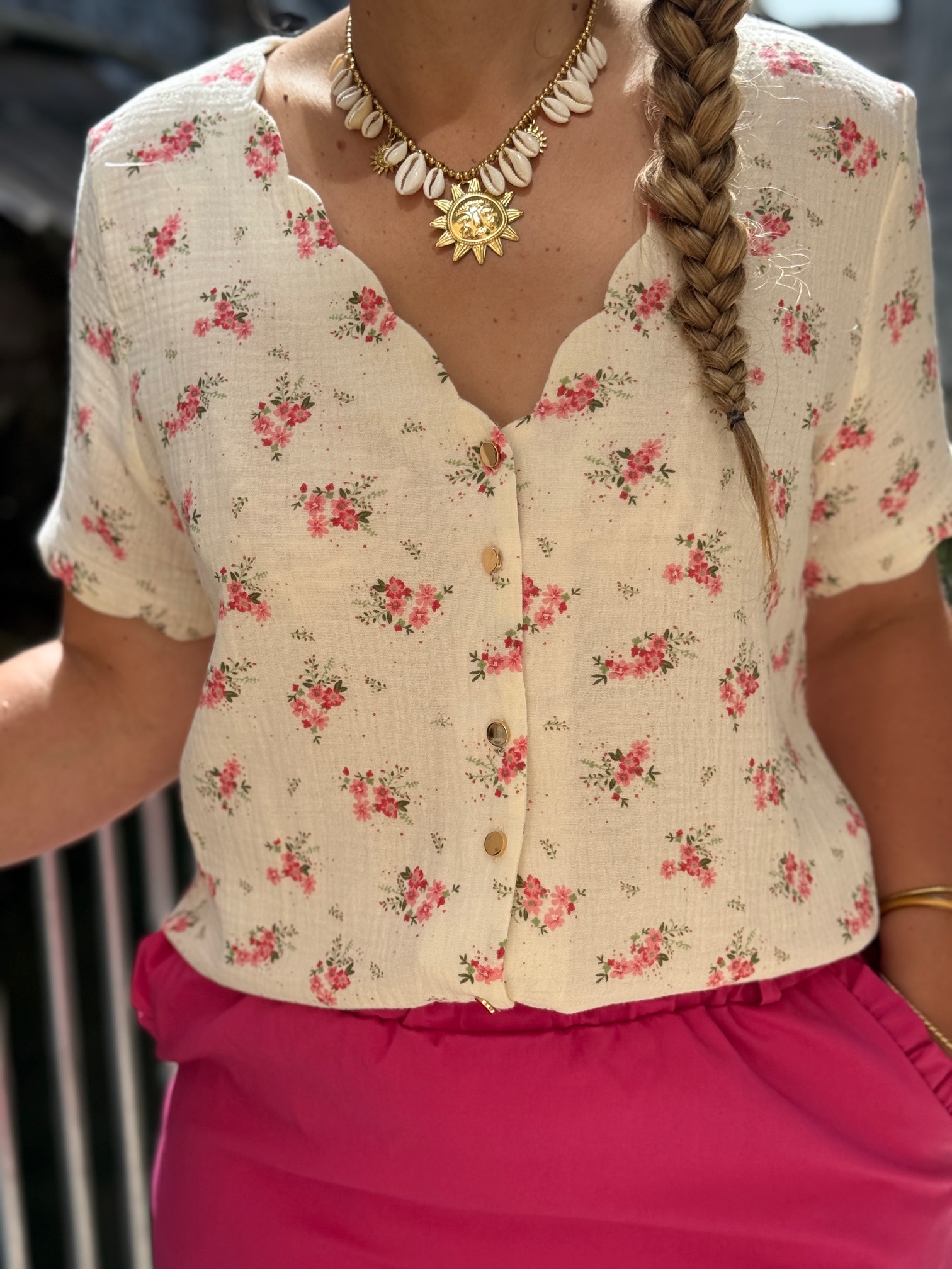 Blouse Fleurie à Col Montant "Girl In Mind" - Fabriquée En Angleterre - Taille 36-38/S - Neuf