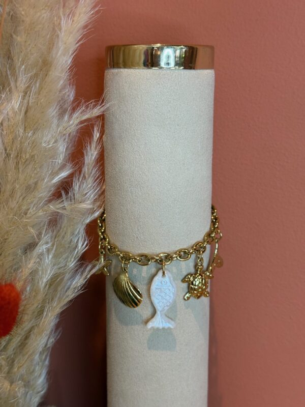 Bracelet à breloques doré – Bijou fantaisie en acier inoxydable