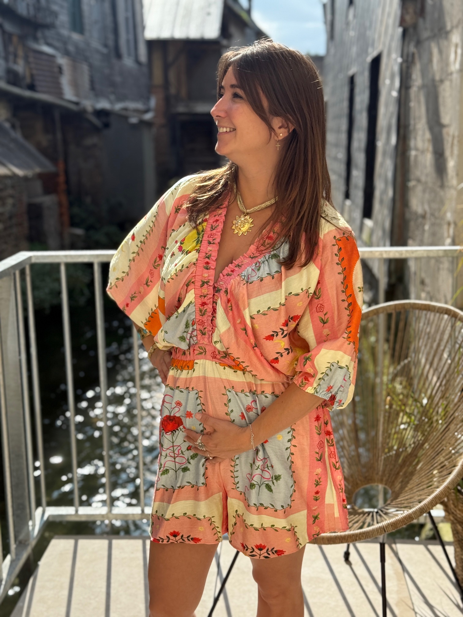 Combishort Fluide Femme Lune et Soleil – Style Bohème !