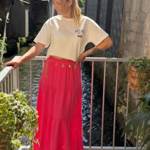 Jupe longue fuchsia – Gaze de coton fluide et légère !