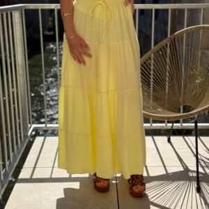 Jupe longue jaune gaze de coton – Taille élastique - Dream By C