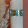 Manchette dorée femme avec pierres turquoise – Acier inoxydable