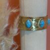 Manchette dorée femme avec pierres turquoise – Acier inoxydable