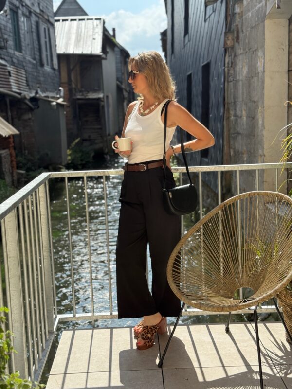 Pantalon Noir Habillé Femme Fluide avec Ceinture - Dream By C