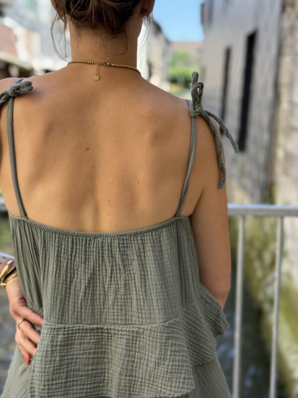 Robe Gaze de Coton Kaki – Taille unique, légère et fluide