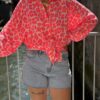 Short Strass – Bleu clair, taille moyenne, effet déchiré tendance