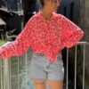 Short Strass – Bleu clair, taille moyenne, effet déchiré tendance