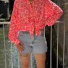 Short Strass – Bleu clair, taille moyenne, effet déchiré tendance